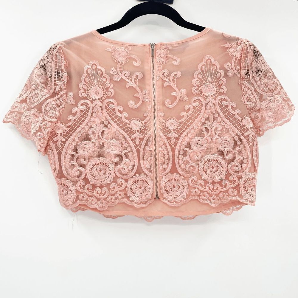 Bebe Orange Lace Scallop Hem Crop Top Women's Size 0 - Picture 3 of 5
